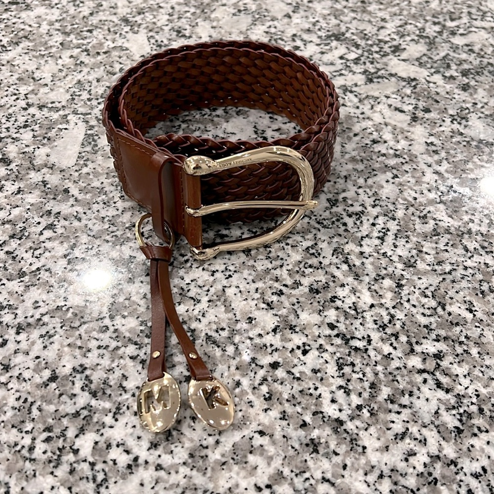 NWOT Michael Kors brown braided leather belt - small